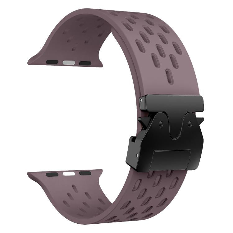 For Apple Watch 42mm / 41mm / 40mm / 38mm Kalebol Mesh Umbrella Buckle Silicone Watch Strap(Smoky Purple) by Kalebol