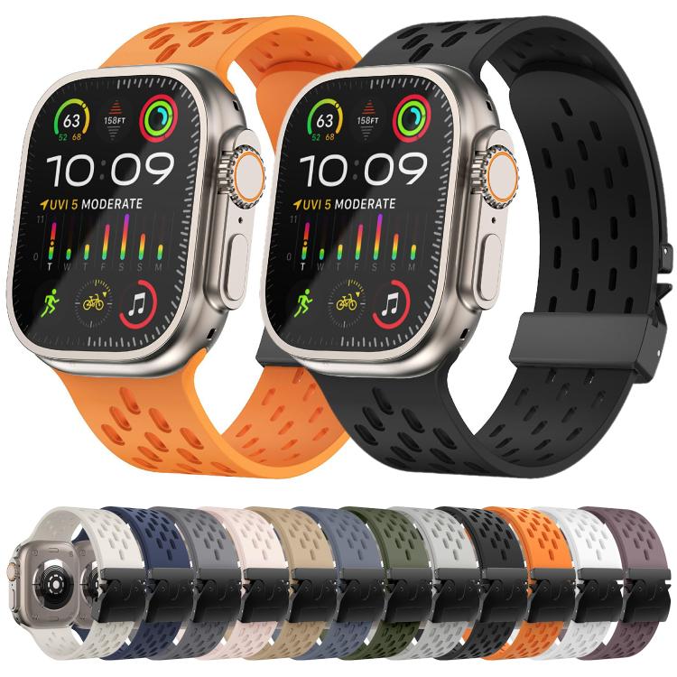 For Apple Watch 42mm / 41mm / 40mm / 38mm Kalebol Mesh Umbrella Buckle Silicone Watch Strap(Orange) by Kalebol