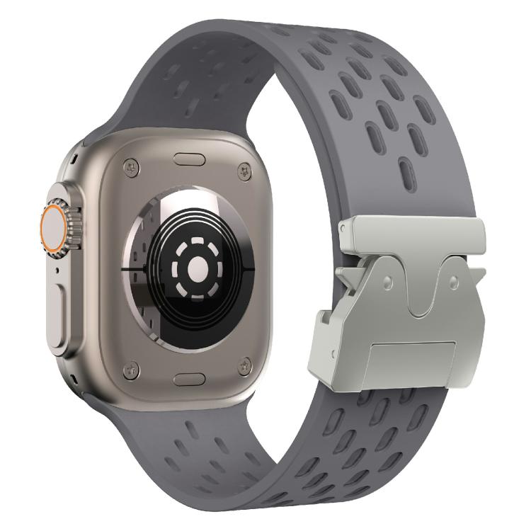 For Apple Watch 46mm / 49mm / 45mm / 44mm Kalebol Mesh Silver Umbrella Buckle Silicone Strap(Space Grey) by Kalebol