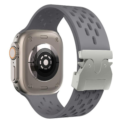 For Apple Watch 46mm / 49mm / 45mm / 44mm Kalebol Mesh Silver Umbrella Buckle Silicone Strap(Space Grey) by Kalebol