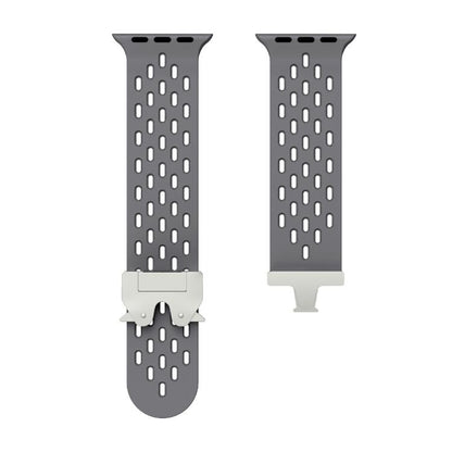 For Apple Watch 46mm / 49mm / 45mm / 44mm Kalebol Mesh Silver Umbrella Buckle Silicone Strap(Space Grey) by Kalebol