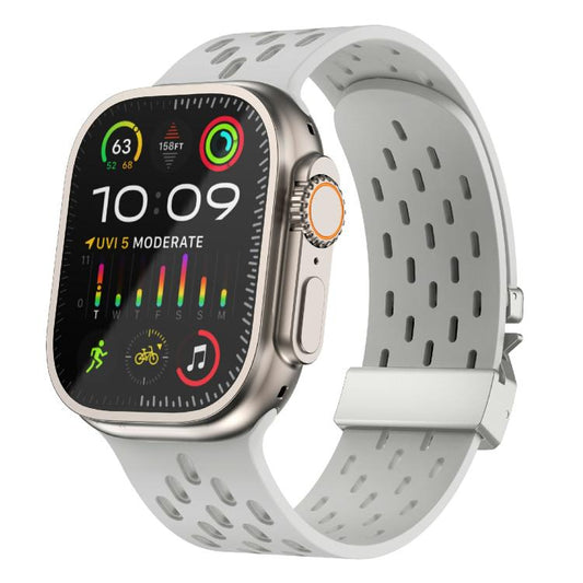 For Apple Watch 42mm / 41mm / 40mm / 38mm Kalebol Mesh Silver Umbrella Buckle Silicone Strap(Grey) by Kalebol
