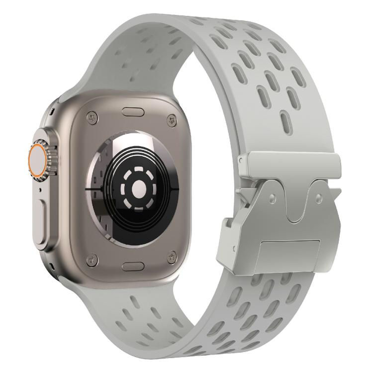 For Apple Watch 42mm / 41mm / 40mm / 38mm Kalebol Mesh Silver Umbrella Buckle Silicone Strap(Grey) by Kalebol