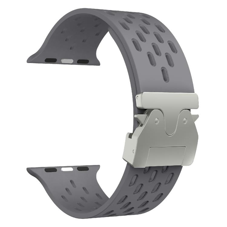 For Apple Watch 42mm / 41mm / 40mm / 38mm Kalebol Mesh Silver Umbrella Buckle Silicone Strap(Space Grey) by Kalebol