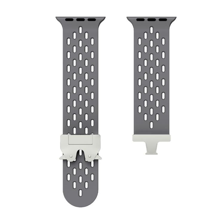 For Apple Watch 42mm / 41mm / 40mm / 38mm Kalebol Mesh Silver Umbrella Buckle Silicone Strap(Space Grey) by Kalebol