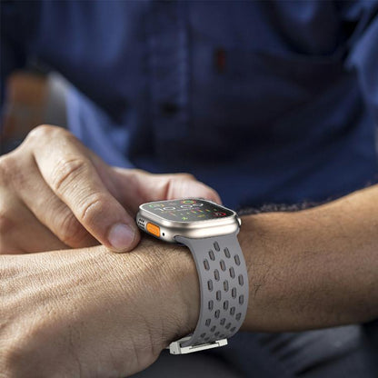 For Apple Watch 42mm / 41mm / 40mm / 38mm Kalebol Mesh Silver Umbrella Buckle Silicone Strap(Space Grey) by Kalebol