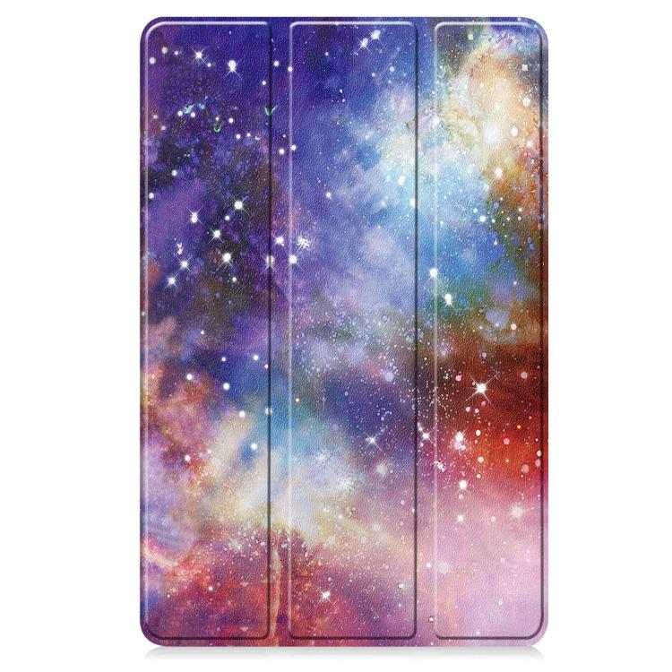 For Lenovo Idea Tab Pro Custer Painted 3-Fold Holder Leather Smart Tablet Case(Starry Way Nebula) by bashfashion