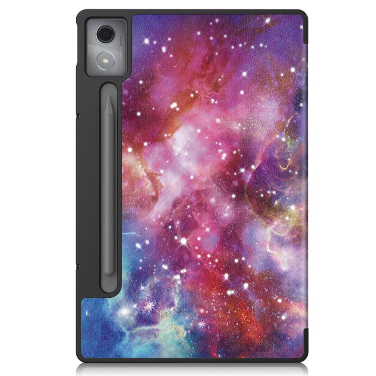 For Lenovo Idea Tab Pro Custer Painted 3-Fold Holder Leather Smart Tablet Case(Starry Way Nebula) by bashfashion