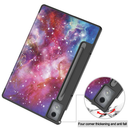 For Lenovo Idea Tab Pro Custer Painted 3-Fold Holder Leather Smart Tablet Case(Starry Way Nebula) by bashfashion