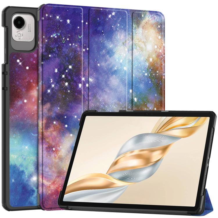 For Honor Pad X9 Pro Custer Painted 3-Fold Holder Leather Tablet Case(Starry Way Nebula) by bashfashion