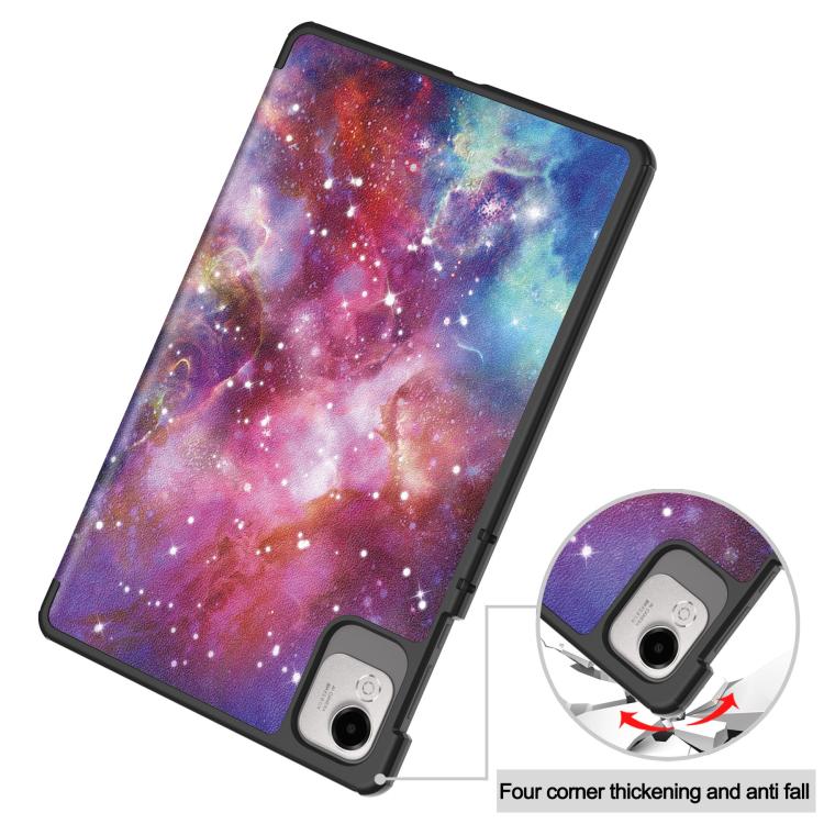 For Honor Pad X9 Pro Custer Painted 3-Fold Holder Leather Tablet Case(Starry Way Nebula) by bashfashion