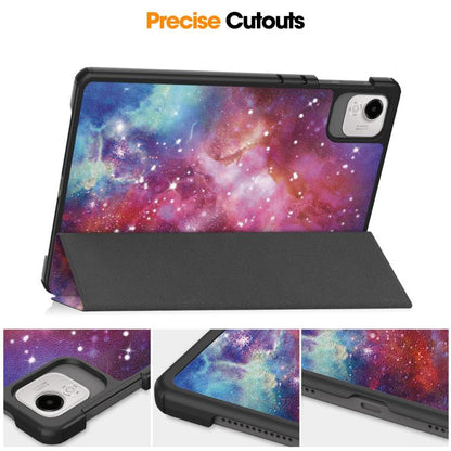 For Honor Pad X9 Pro Custer Painted 3-Fold Holder Leather Tablet Case(Starry Way Nebula) by bashfashion