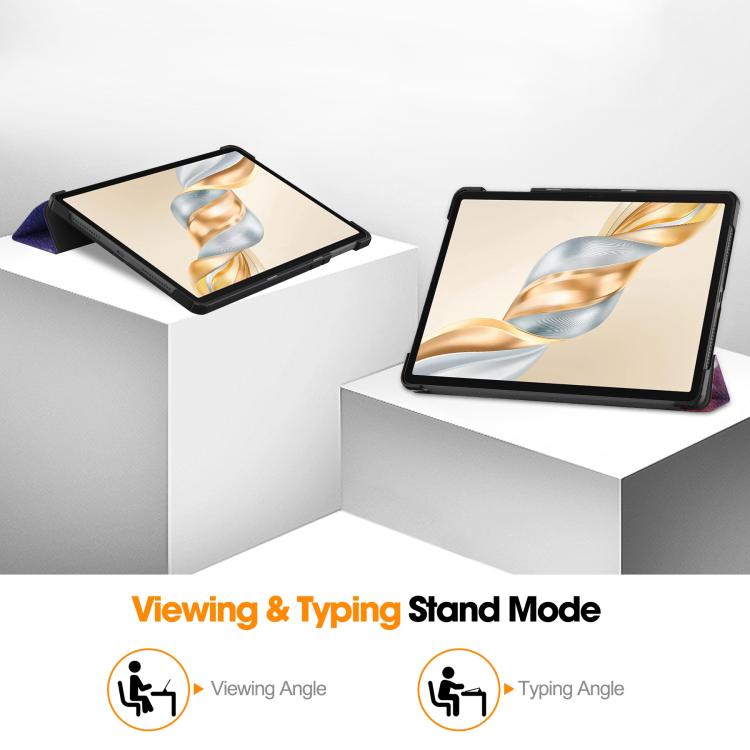 For Honor Pad X9 Pro Custer Painted 3-Fold Holder Leather Tablet Case(Starry Way Nebula) by bashfashion