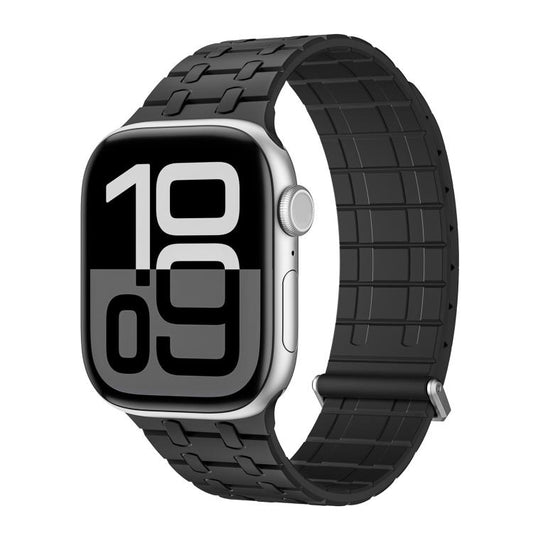 For Apple Watch 46mm / 49mm / 45mm / 44mm Kalebol Magnetic Silicone Watch Strap(Black) by Kalebol