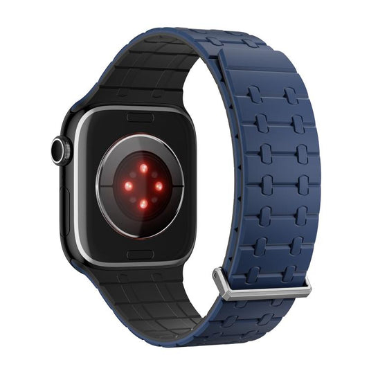 For Apple Watch 46mm / 49mm / 45mm / 44mm Kalebol Magnetic Silicone Watch Strap(Blue Black) by Kalebol