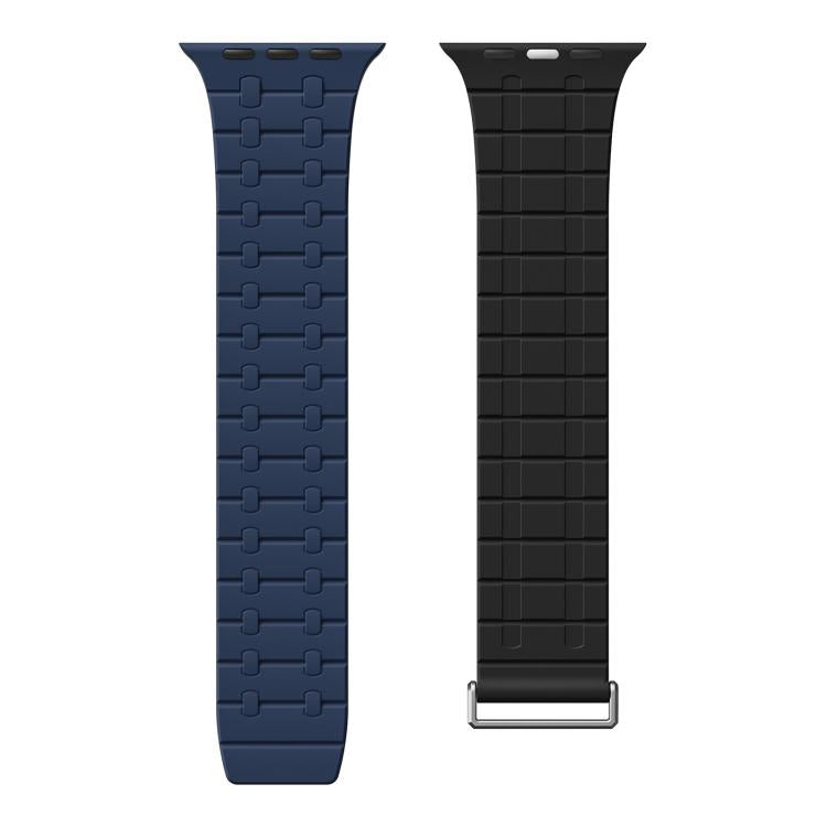 For Apple Watch 46mm / 49mm / 45mm / 44mm Kalebol Magnetic Silicone Watch Strap(Blue Black) by Kalebol
