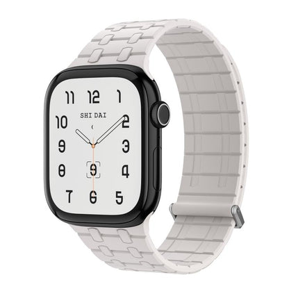 For Apple Watch 46mm / 49mm / 45mm / 44mm Kalebol Magnetic Silicone Watch Strap(Starlight) by Kalebol