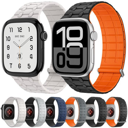 For Apple Watch 46mm / 49mm / 45mm / 44mm Kalebol Magnetic Silicone Watch Strap(Starlight) by Kalebol