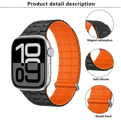 For Apple Watch 46mm / 49mm / 45mm / 44mm Kalebol Magnetic Silicone Watch Strap(Grey Orange) by Kalebol