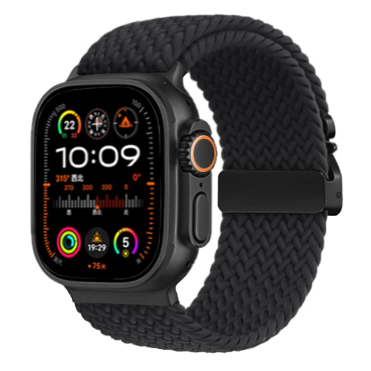 For Apple Watch 46mm / 49mm / 45mm / 44mm Kalebol Wide Umbrella Braided Strap(Black) by Kalebol