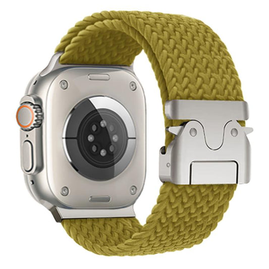 For Apple Watch 46mm / 49mm / 45mm / 44mm Kalebol Wide Umbrella Braided Strap(Yellow Green) by Kalebol