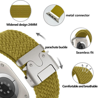 For Apple Watch 46mm / 49mm / 45mm / 44mm Kalebol Wide Umbrella Braided Strap(Yellow Green) by Kalebol