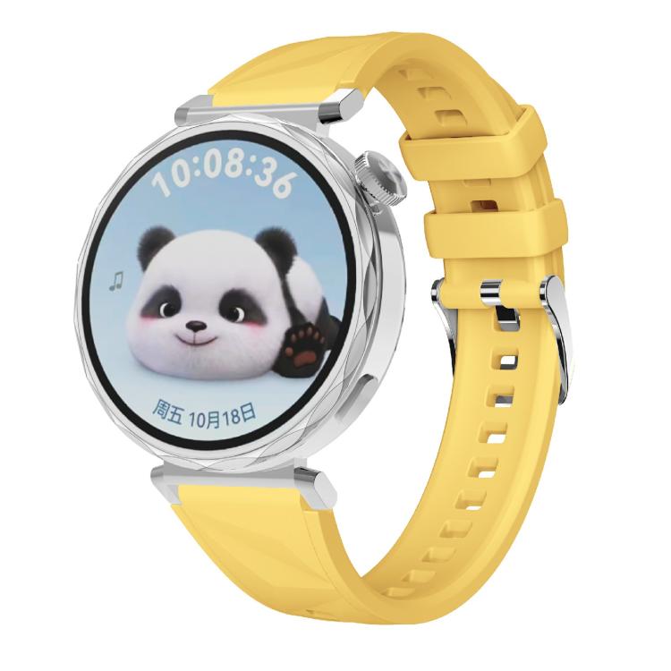 Kalebol 18mm Universal Diamond Embossed Silicone Strap(Yellow) by Kalebol