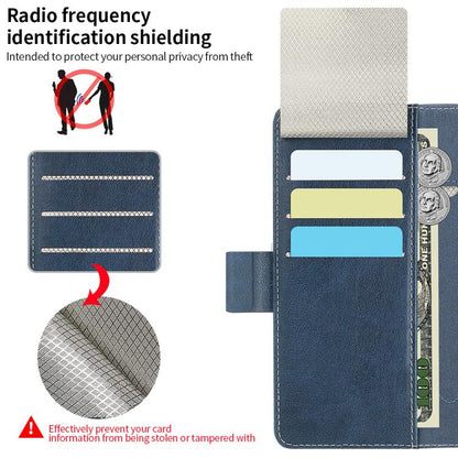 For Samsung Galaxy Z Fold5 VIETAO Integrated Spliced Leather Phone Case with Elastic Bowl Strap(Blue) by VIETAO