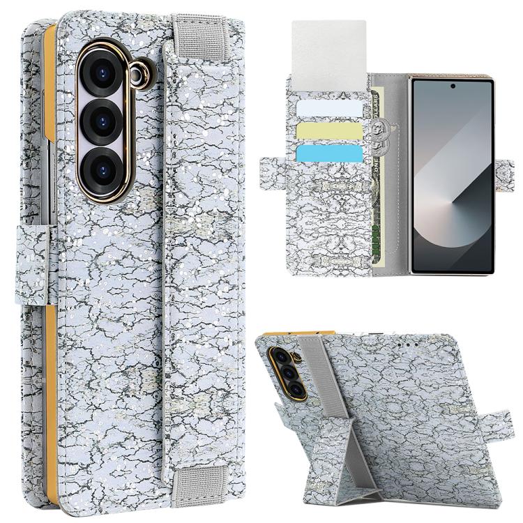 For Samsung Galaxy Z Fold5 VIETAO Integrated Colorful Leather Phone Case with Elastic Bowl Strap(Gray) by VIETAO