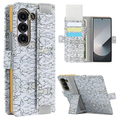 For Samsung Galaxy Z Fold5 VIETAO Integrated Colorful Leather Phone Case with Elastic Bowl Strap(Gray) by VIETAO