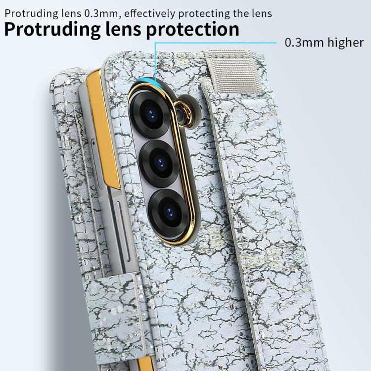 For Samsung Galaxy Z Fold5 VIETAO Integrated Colorful Leather Phone Case with Elastic Bowl Strap(Gray) by VIETAO