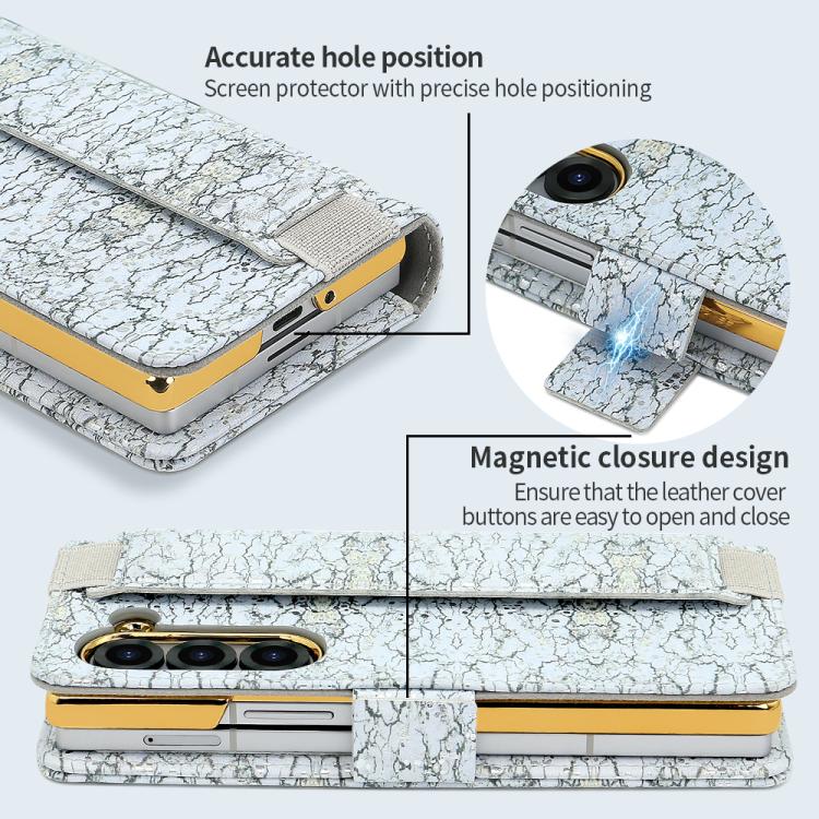 For Samsung Galaxy Z Fold5 VIETAO Integrated Colorful Leather Phone Case with Elastic Bowl Strap(Gray) by VIETAO