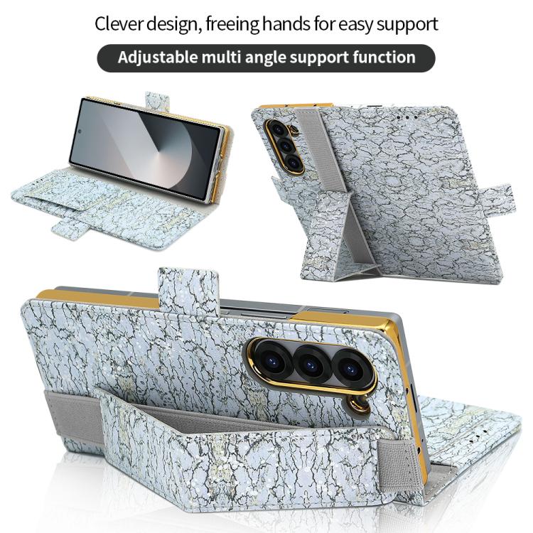 For Samsung Galaxy Z Fold5 VIETAO Integrated Colorful Leather Phone Case with Elastic Bowl Strap(Gray) by VIETAO