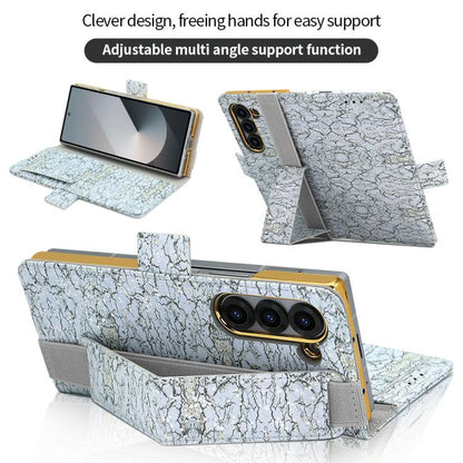 For Samsung Galaxy Z Fold5 VIETAO Integrated Colorful Leather Phone Case with Elastic Bowl Strap(Gray) by VIETAO