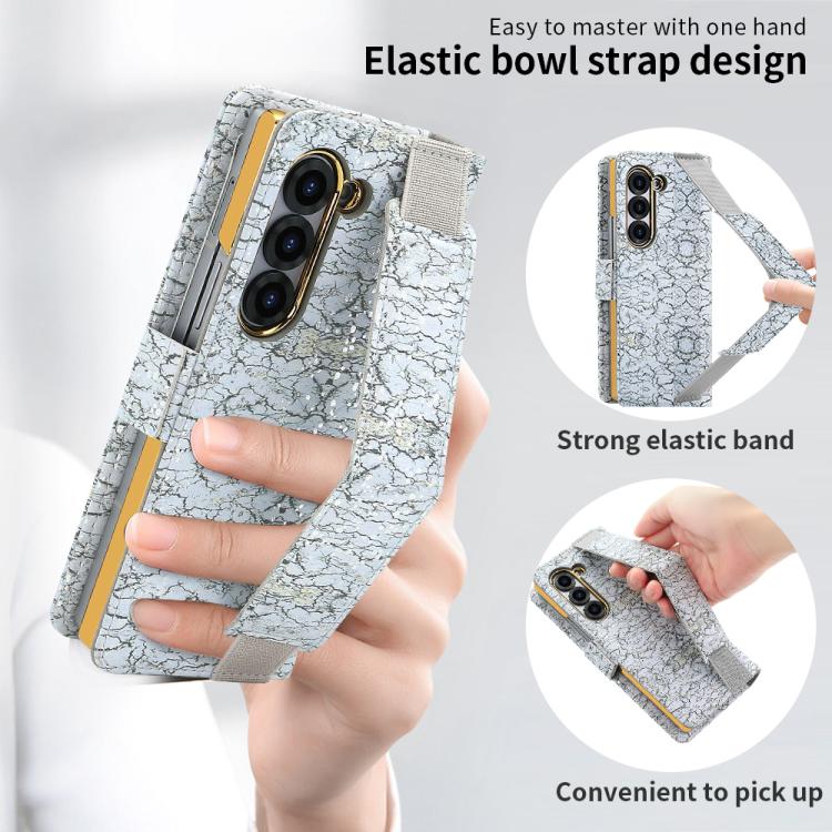 For Samsung Galaxy Z Fold5 VIETAO Integrated Colorful Leather Phone Case with Elastic Bowl Strap(Gray) by VIETAO