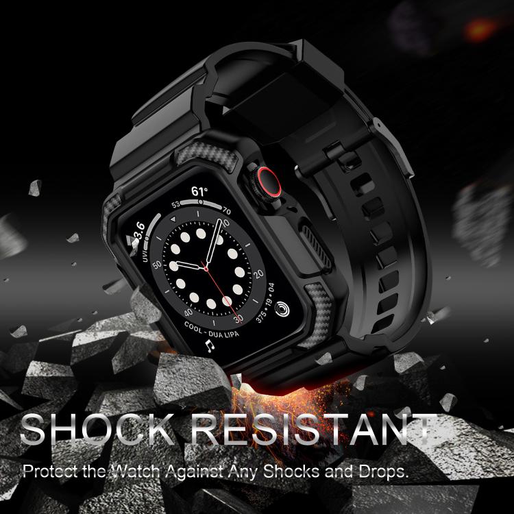 For Apple Watch 42mm / 41mm / 40mm / 38mm VIETAO Carbon Fiber Silicone Strap(Black) by VIETAO