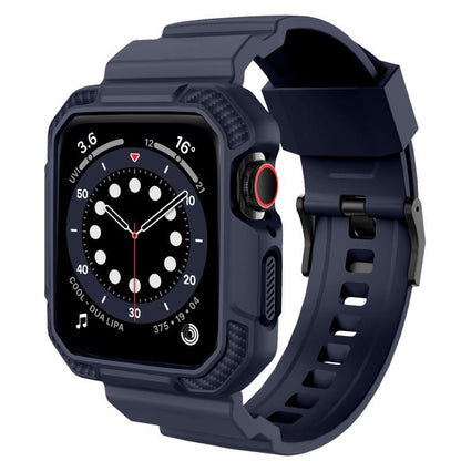 For Apple Watch 42mm / 41mm / 40mm / 38mm VIETAO Carbon Fiber Silicone Strap(Dark Blue) by VIETAO