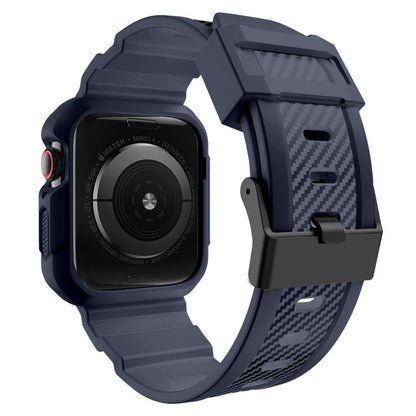 For Apple Watch 42mm / 41mm / 40mm / 38mm VIETAO Carbon Fiber Silicone Strap(Dark Blue) by VIETAO