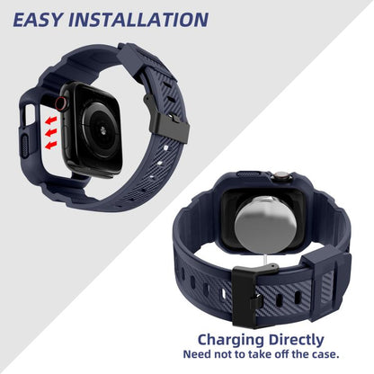 For Apple Watch 42mm / 41mm / 40mm / 38mm VIETAO Carbon Fiber Silicone Strap(Dark Blue) by VIETAO