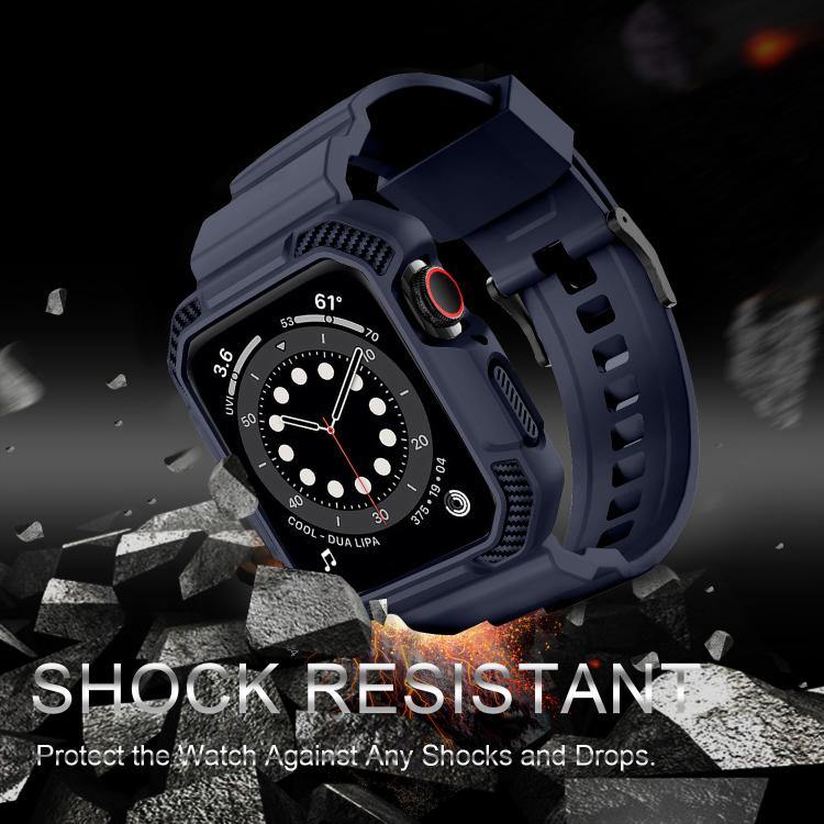 For Apple Watch 42mm / 41mm / 40mm / 38mm VIETAO Carbon Fiber Silicone Strap(Dark Blue) by VIETAO