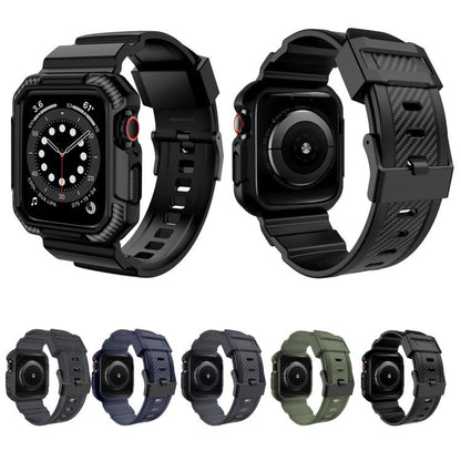 For Apple Watch 42mm / 41mm / 40mm / 38mm VIETAO Carbon Fiber Silicone Strap(Dark Blue) by VIETAO