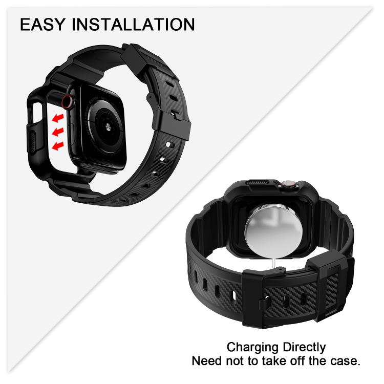 For Apple Watch Ultra 2 / 1 49mm VIETAO Carbon Fiber Silicone Strap(Black) by VIETAO
