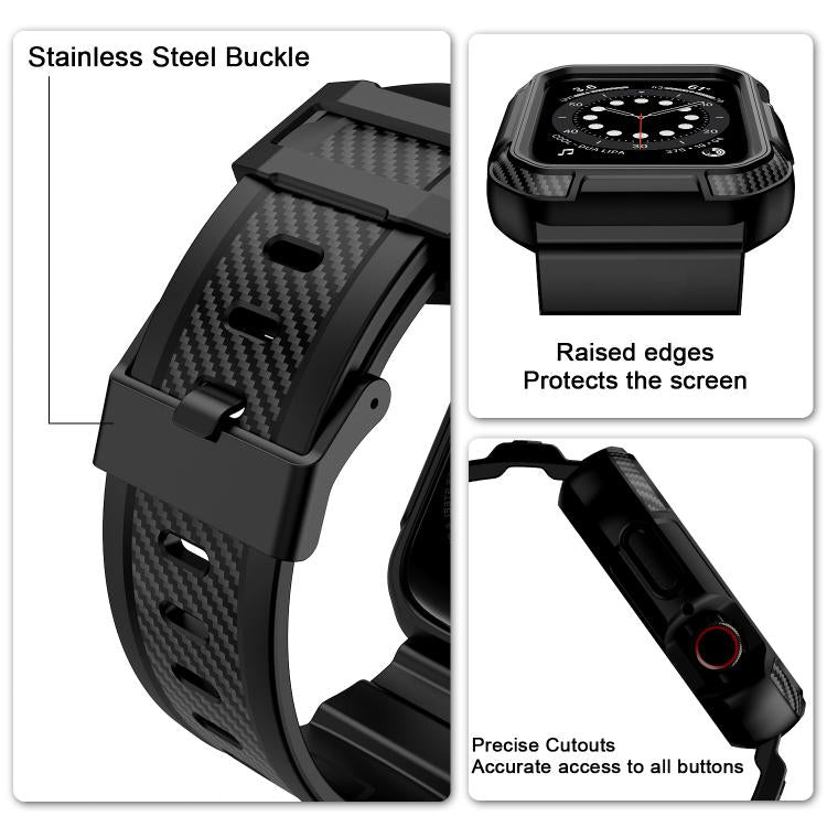 For Apple Watch Ultra 2 / 1 49mm VIETAO Carbon Fiber Silicone Strap(Black) by VIETAO