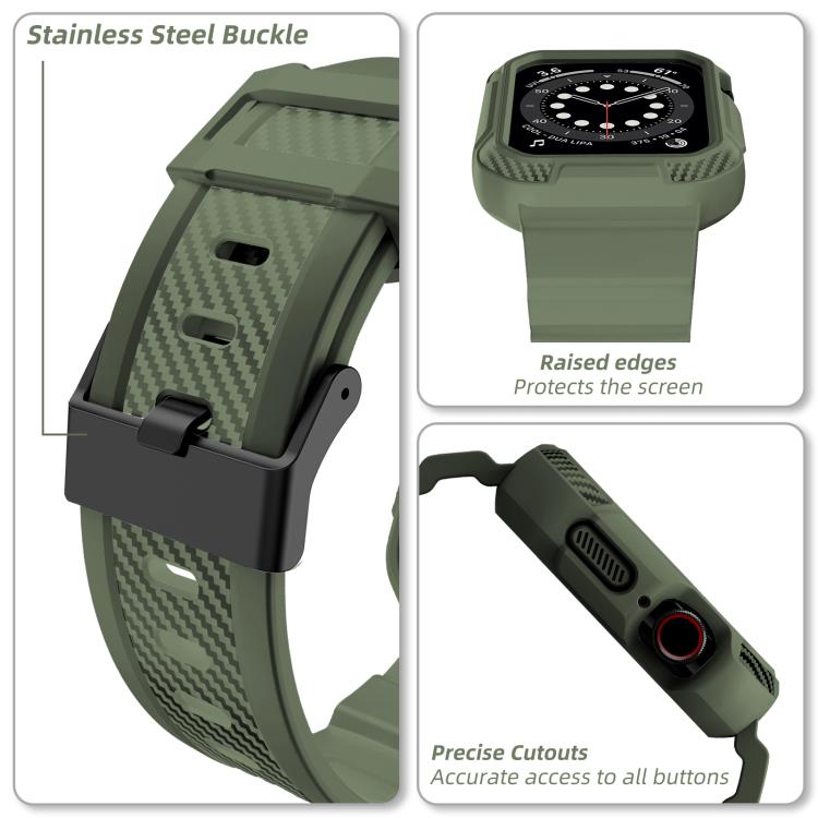 For Apple Watch Ultra 2 / 1 49mm VIETAO Carbon Fiber Silicone Strap(Grass Green) by VIETAO