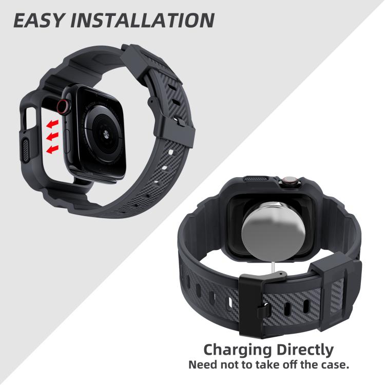 For Apple Watch Ultra 2 / 1 49mm VIETAO Carbon Fiber Silicone Strap(Dark Gray) by VIETAO