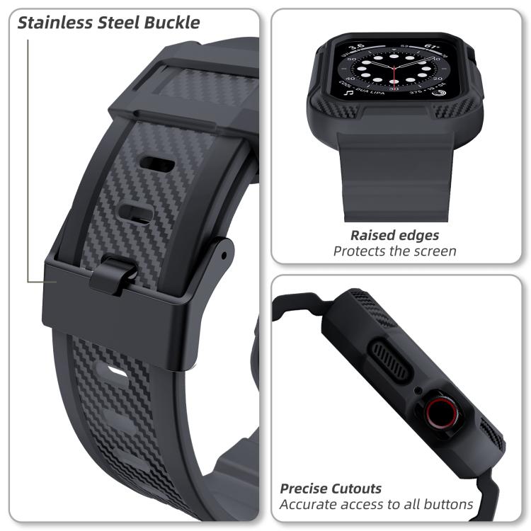 For Apple Watch Ultra 2 / 1 49mm VIETAO Carbon Fiber Silicone Strap(Dark Gray) by VIETAO