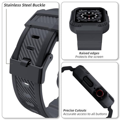 For Apple Watch Ultra 2 / 1 49mm VIETAO Carbon Fiber Silicone Strap(Dark Gray) by VIETAO
