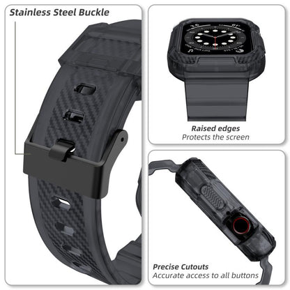 For Apple Watch Ultra 2 / 1 49mm VIETAO Carbon Fiber Silicone Strap(Transparent Grey) by VIETAO