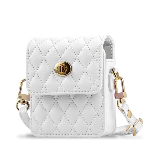 For Samsung Galaxy Z Flip Series VIETAO Rhombic Texture Bag PU Fold Phone Case(White) by VIETAO