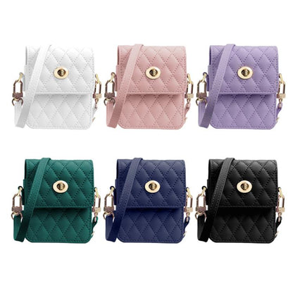 For Samsung Galaxy Z Flip Series VIETAO Rhombic Texture Bag PU Fold Phone Case(White) by VIETAO